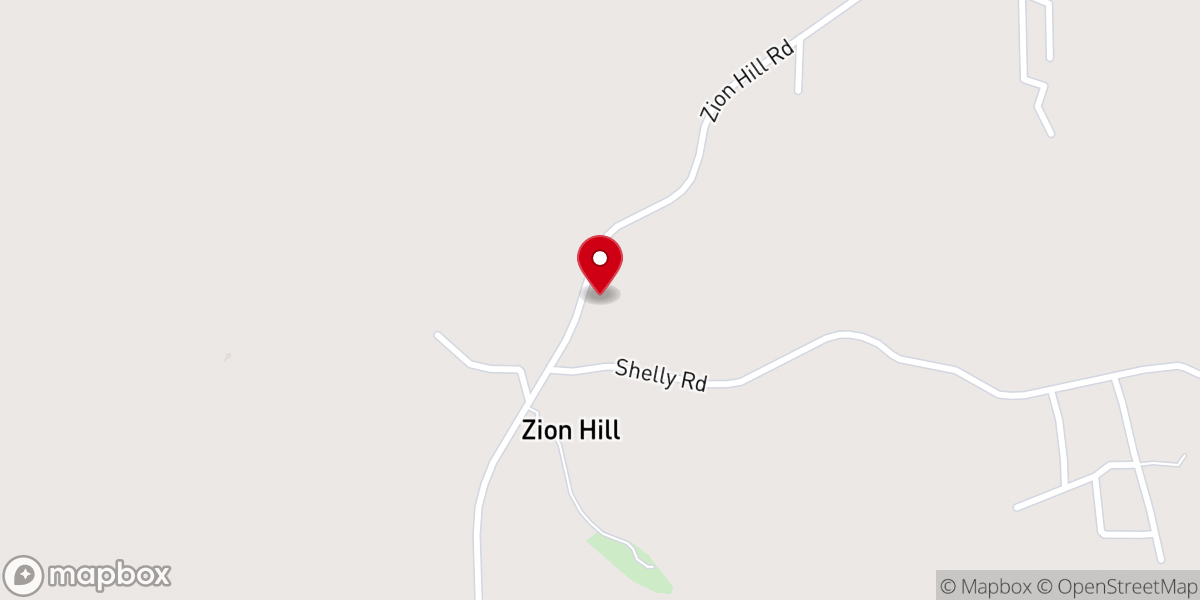 Map showing location of Zion Hill Baptist Church