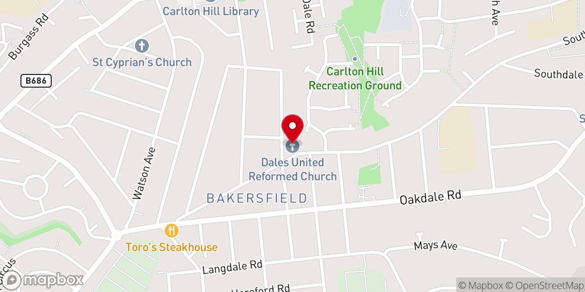 Map showing location of The Dales United Reformed Church