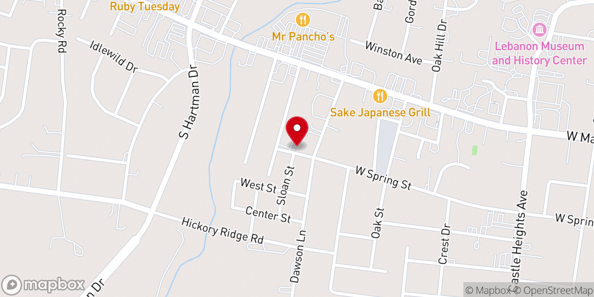 Map showing location of Spring Street Church of God of Prophecy