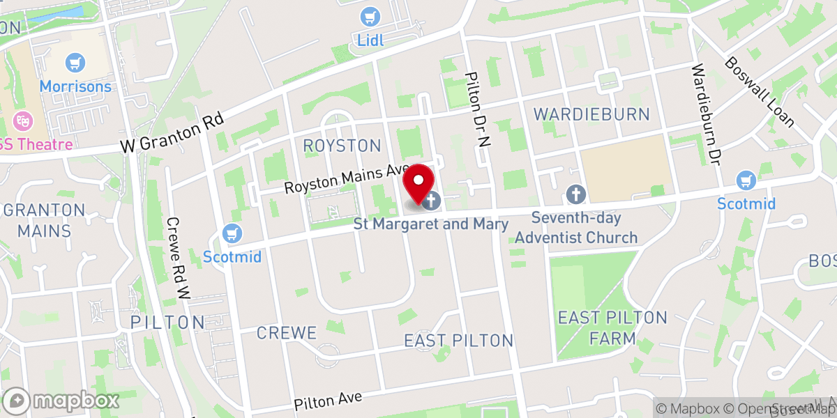 Map showing location of St Margaret Mary’s Catholic Church