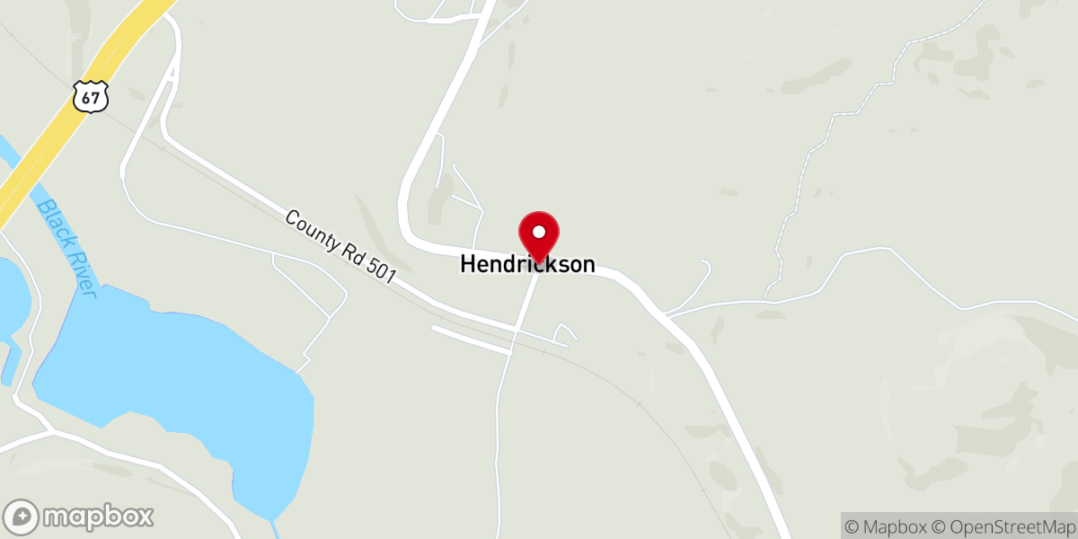 Map showing location of Hendrickson Chapel Church