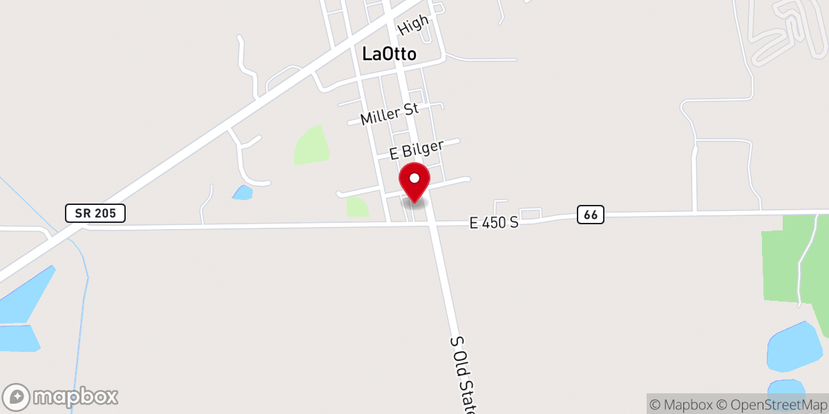 Map showing location of LaOtto Wesleyan Church