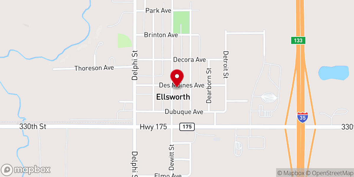 Map showing location of Ellsworth Methodist Church