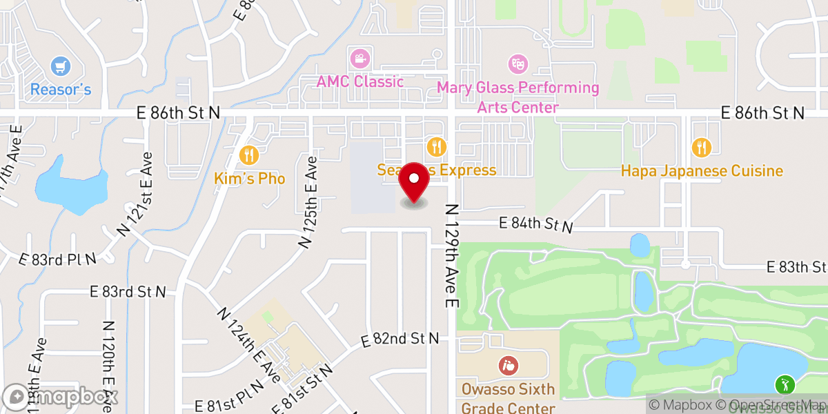 Map showing location of First Presbyterian Church of Owasso