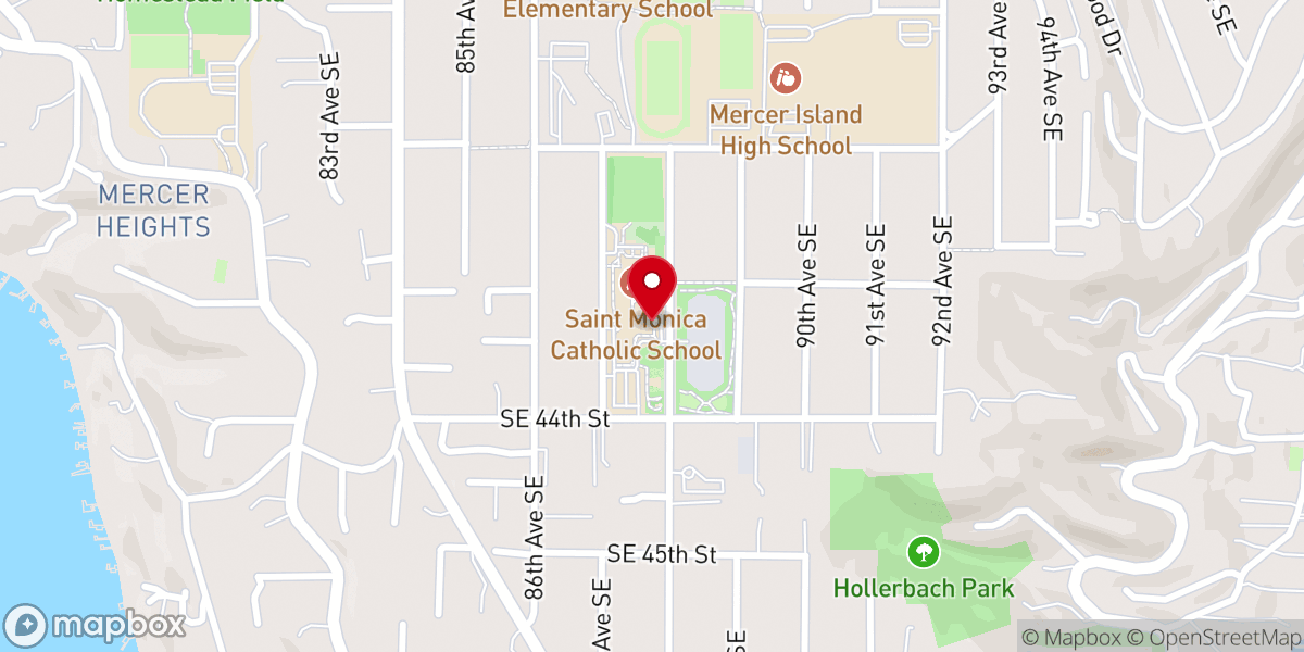 Map showing location of St. Monica Catholic Church
