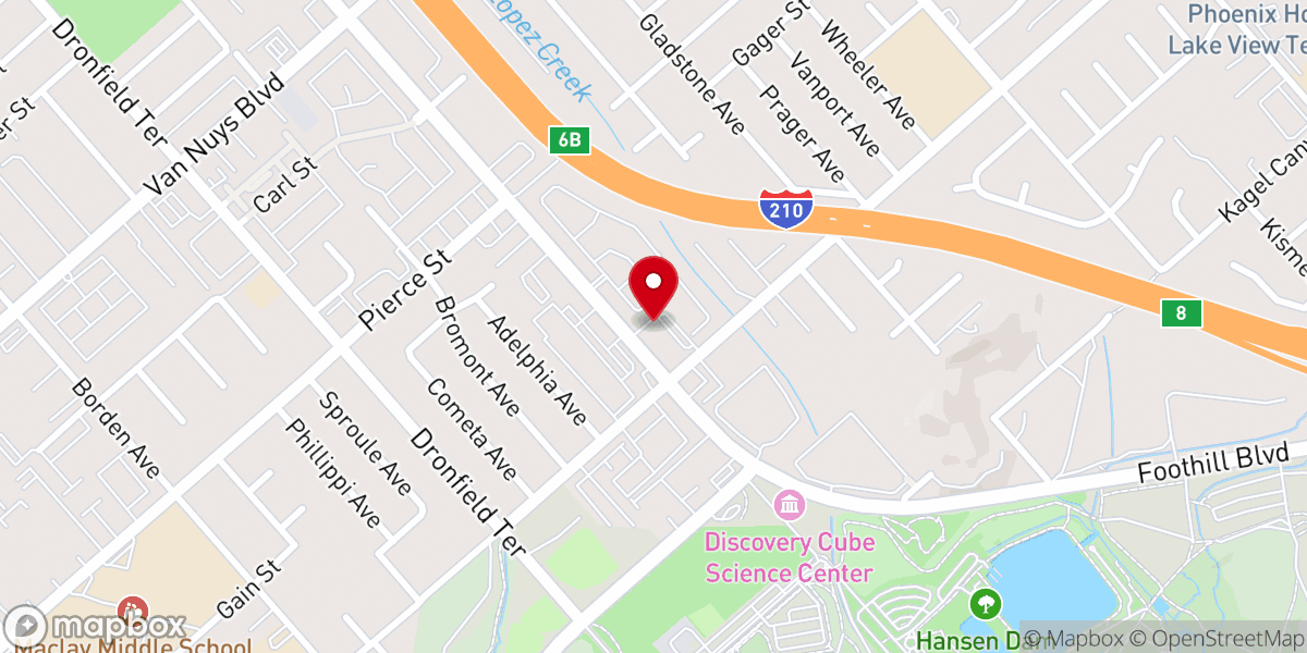 Map showing location of Lakeview Terrace Baptist Church