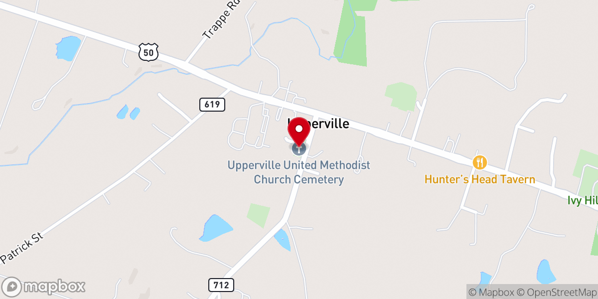 Map showing location of Upperville United Methodist Church