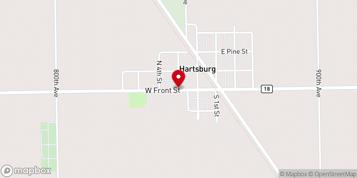 Map showing location of Hartsburg United Methodist Church