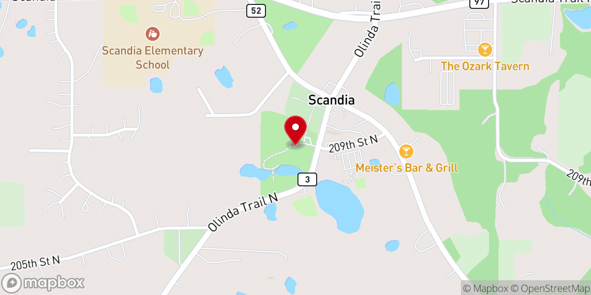 Map showing location of Gammelgården Museum of Scandia