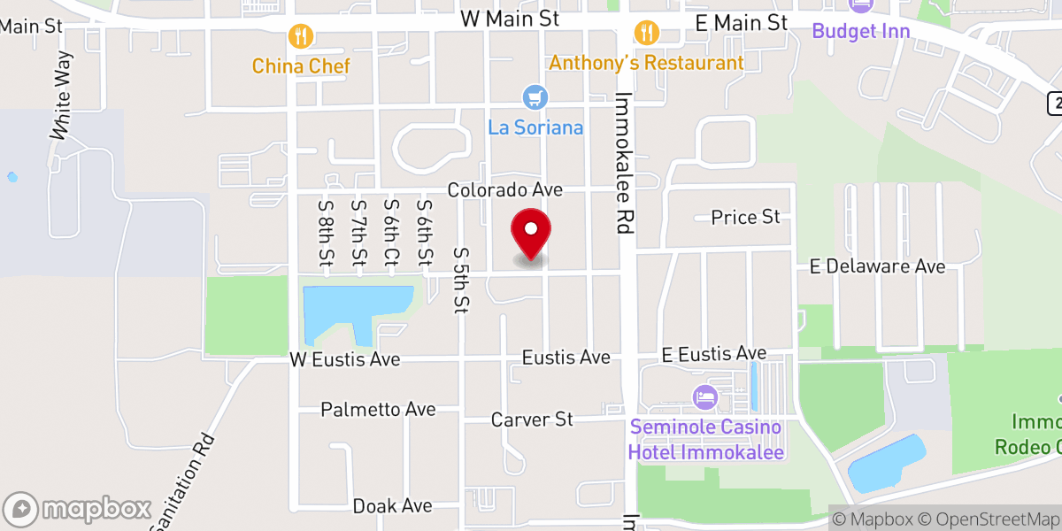 Map showing location of Church Immokalee