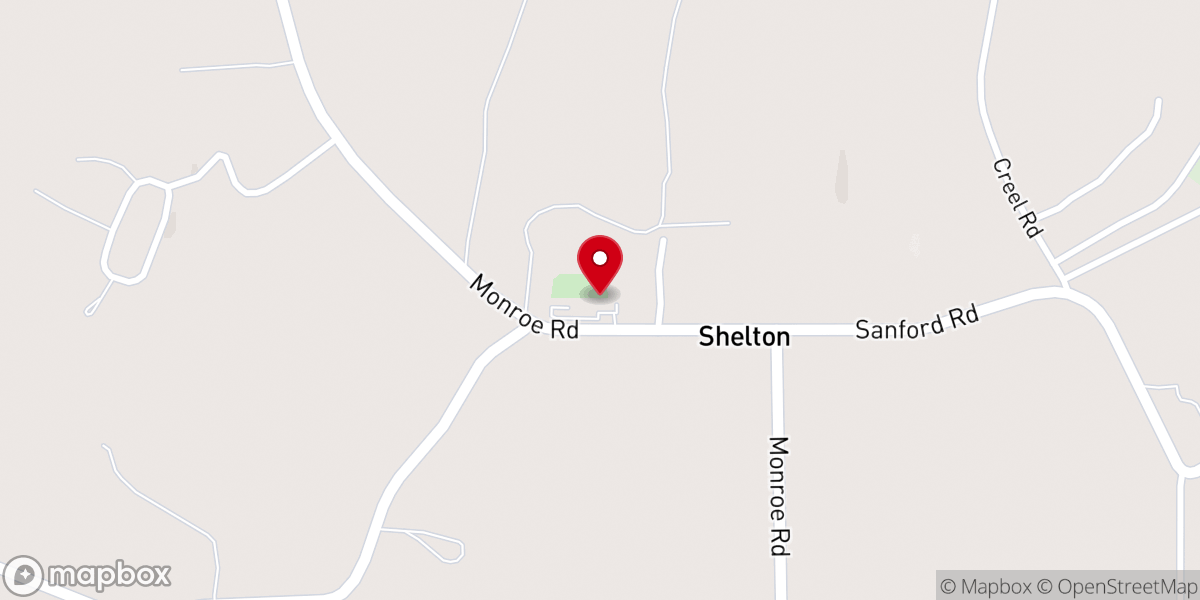 Map showing location of Shelton Baptist Church