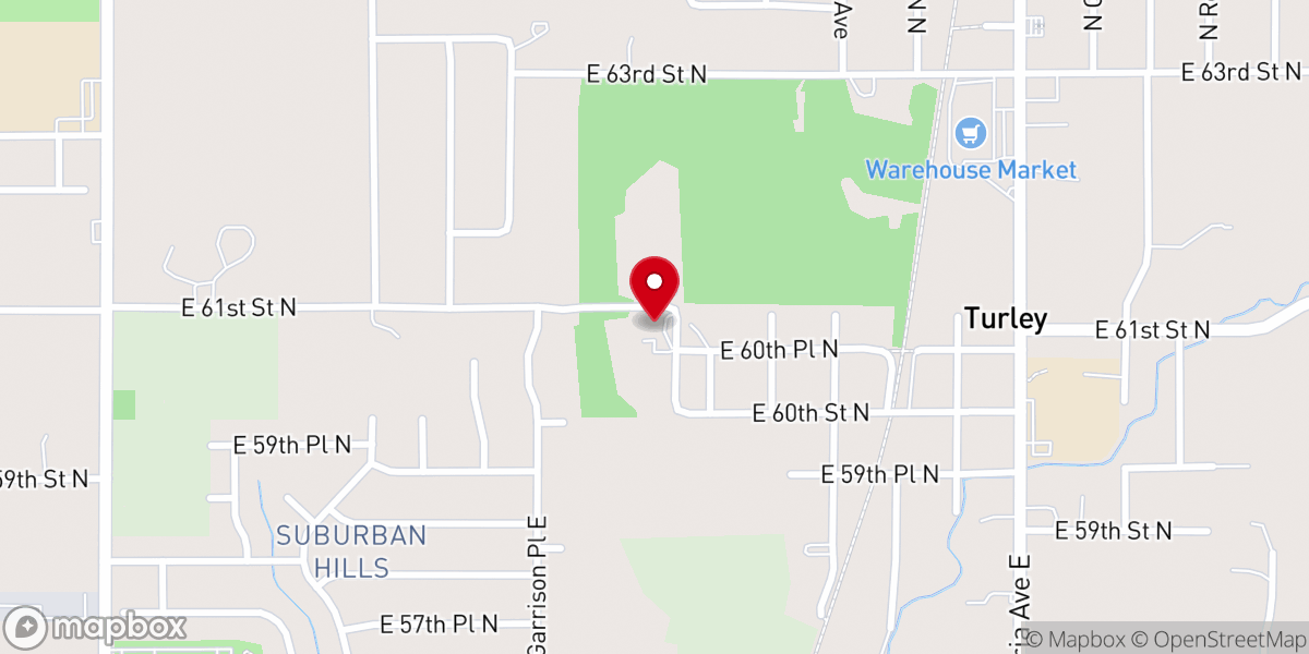 Map showing location of Turley United Methodist Church