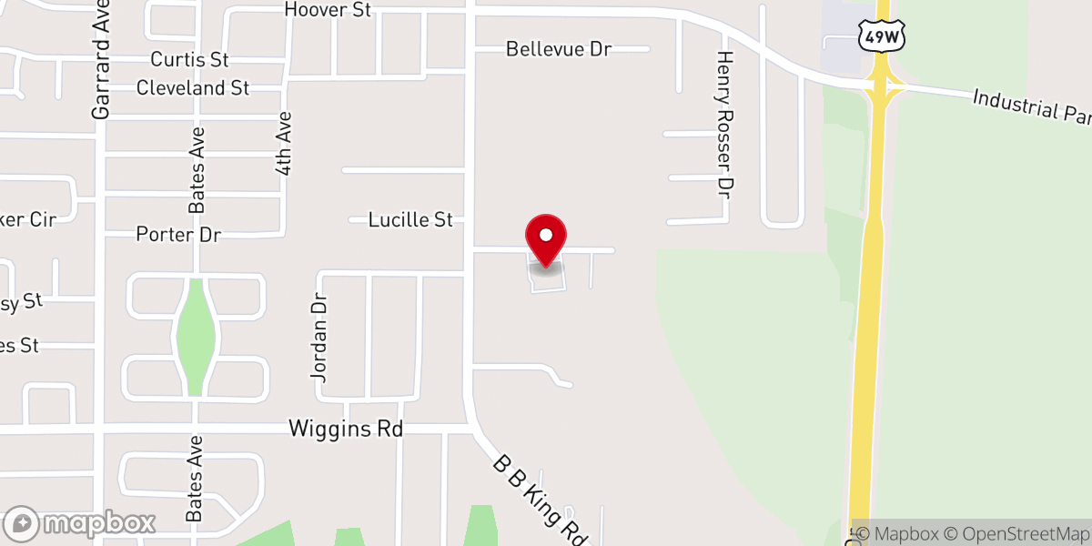 Map showing location of Bell Grove Baptist Church