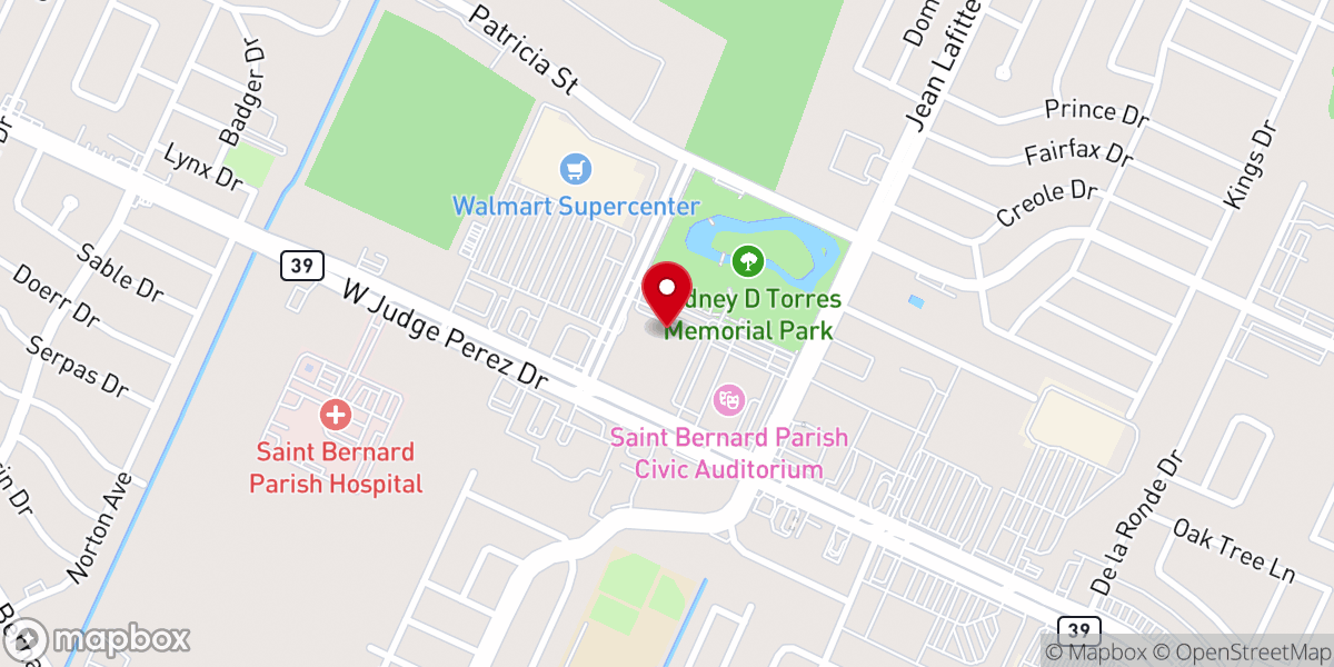 Map showing location of St. Bernard Parish Government Complex