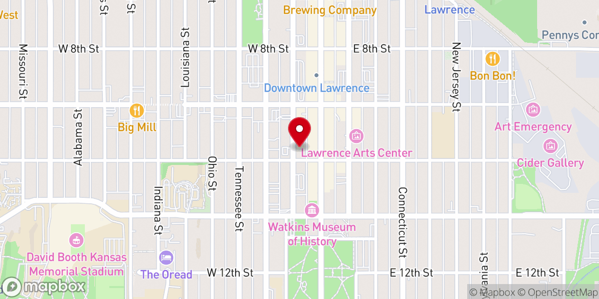 Map showing location of First United Methodist Church - Lawrence