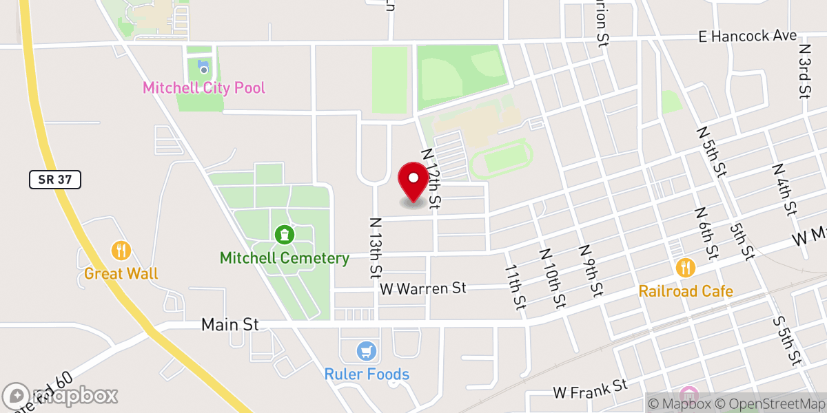 Map showing location of Mitchell First Church of God
