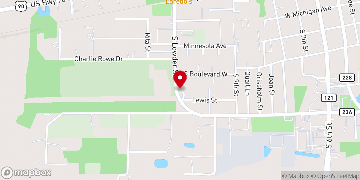 Map showing location of Assembly of Praise Ministry