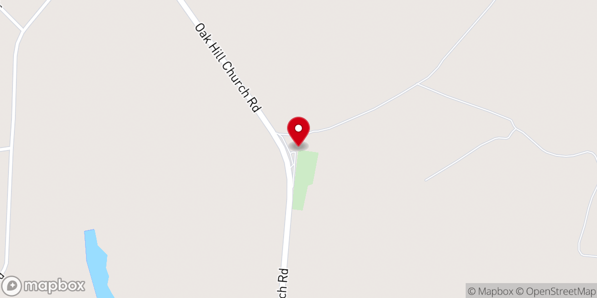 Map showing location of Oak Hill Baptist Church