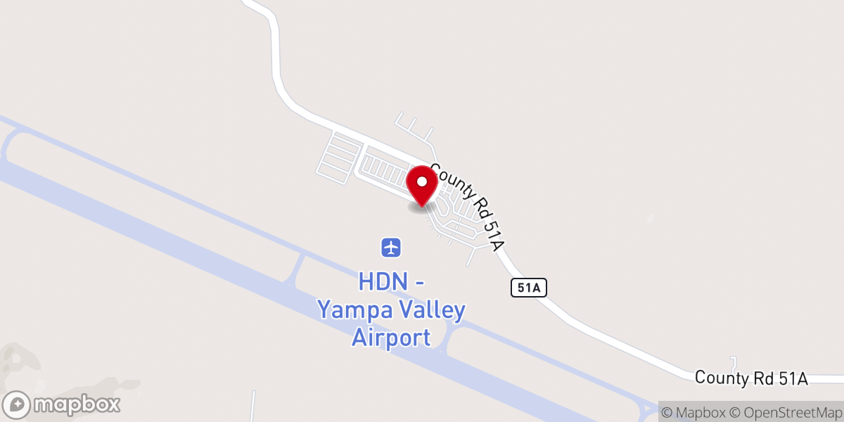 Map showing location of Yampa Valley Regional Airport (HDN)