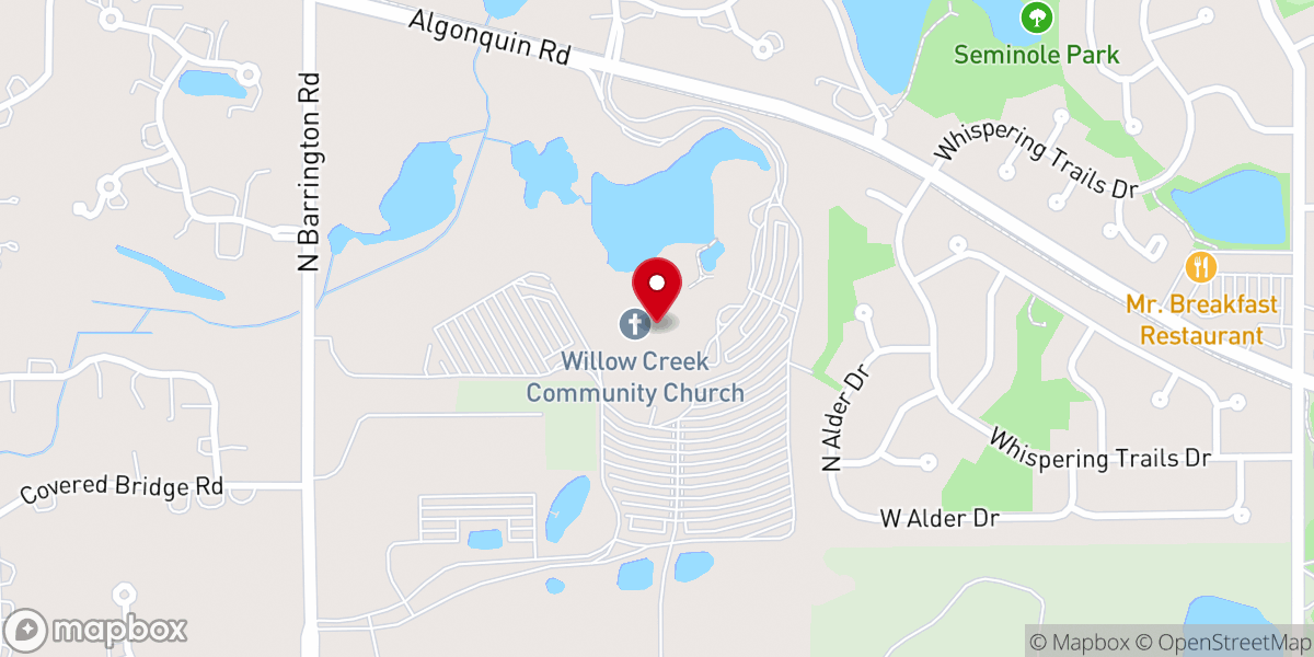 Map showing location of Willow Creek Community Church South Barrington