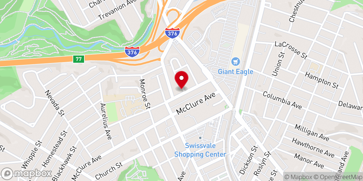 Map showing location of Swissvale Baptist Church