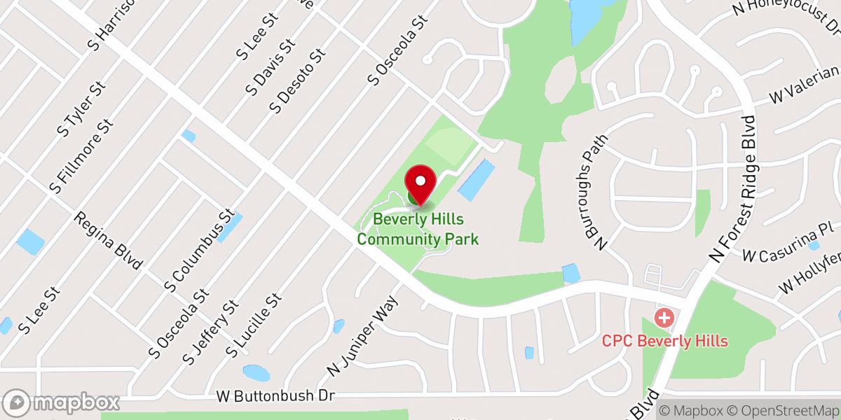 Map showing location of Beverly Hills Community Park Playground
