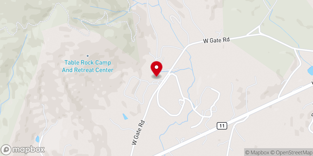 Map showing location of Table Rock Wesleyan Camp and Retreat Center