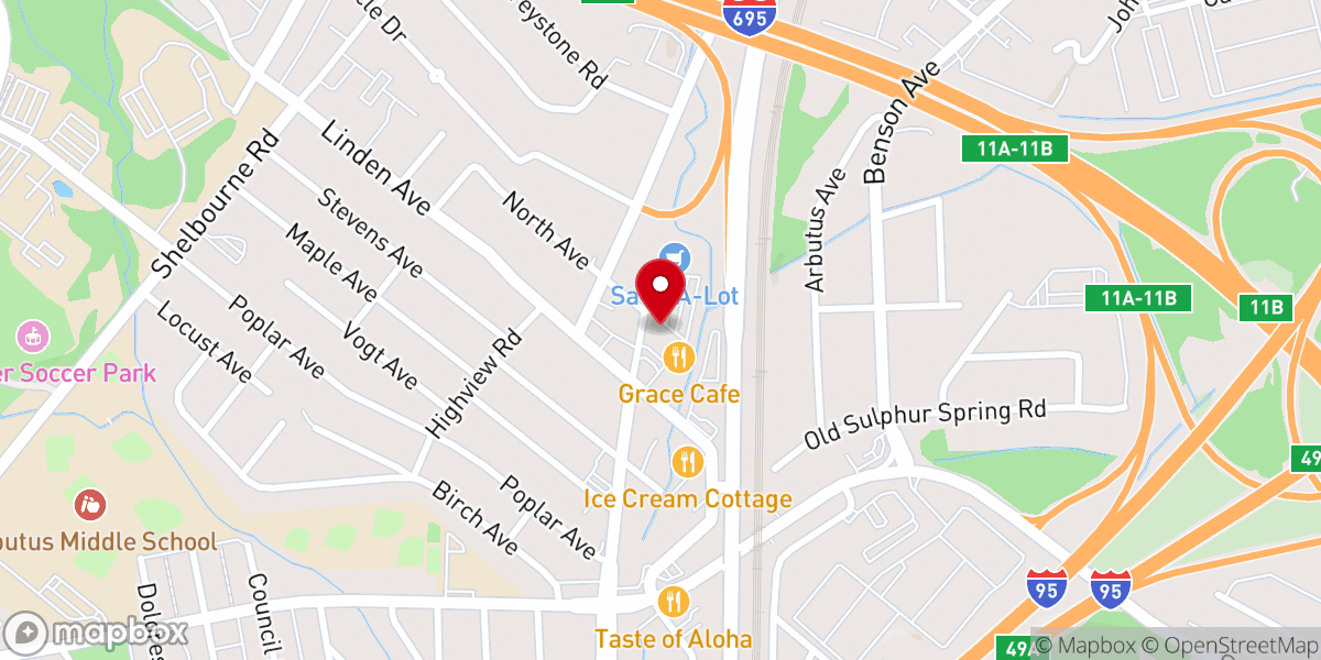 Map showing location of Arbutus Church of Christ