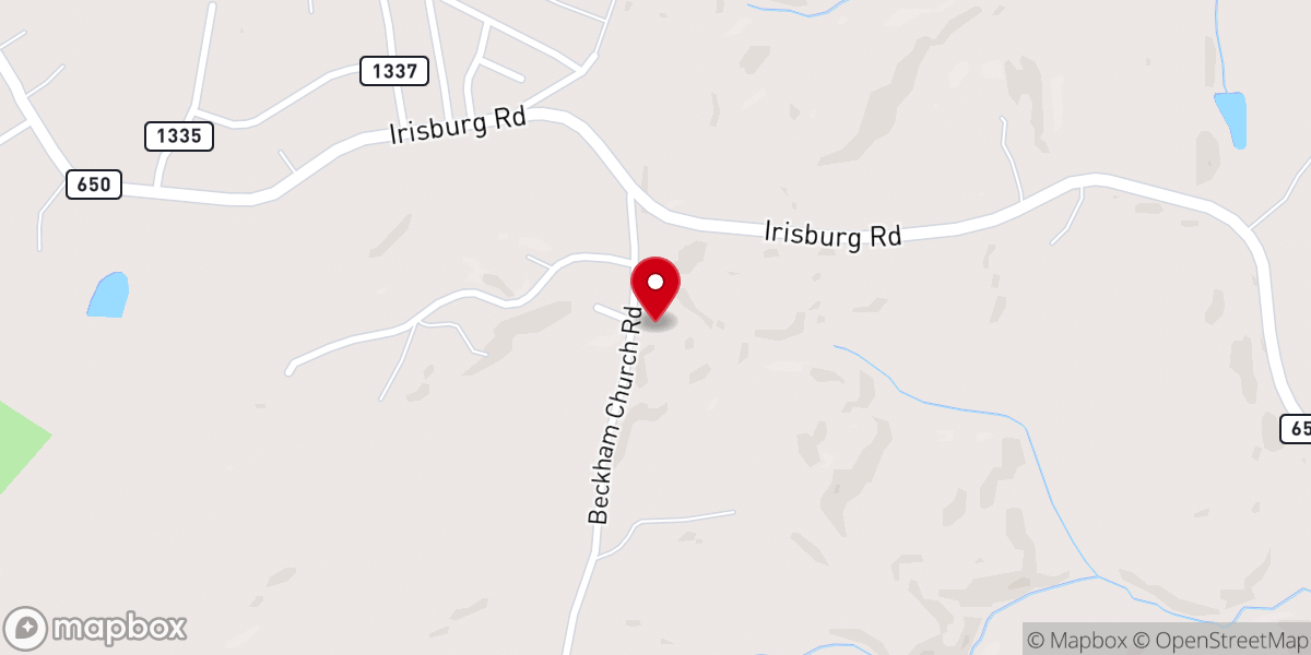 Map showing location of Beckham Church