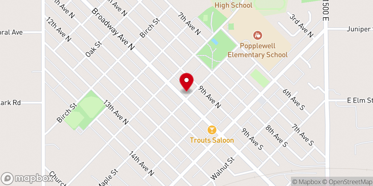 Map showing location of Buhl church of the Nazarene