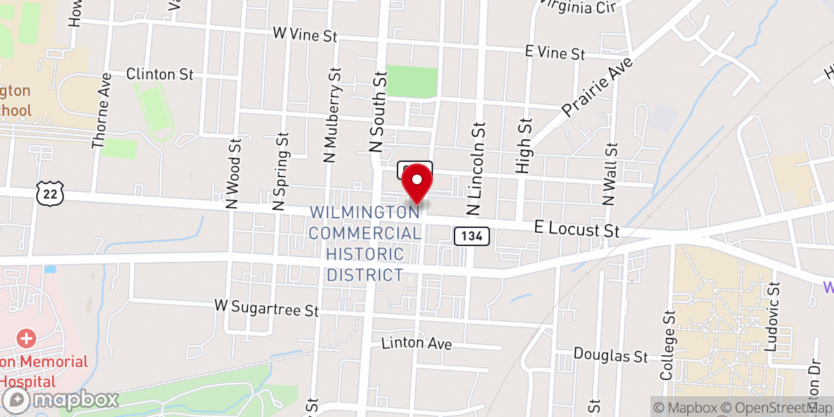 Map showing location of Wilmington First Baptist Church