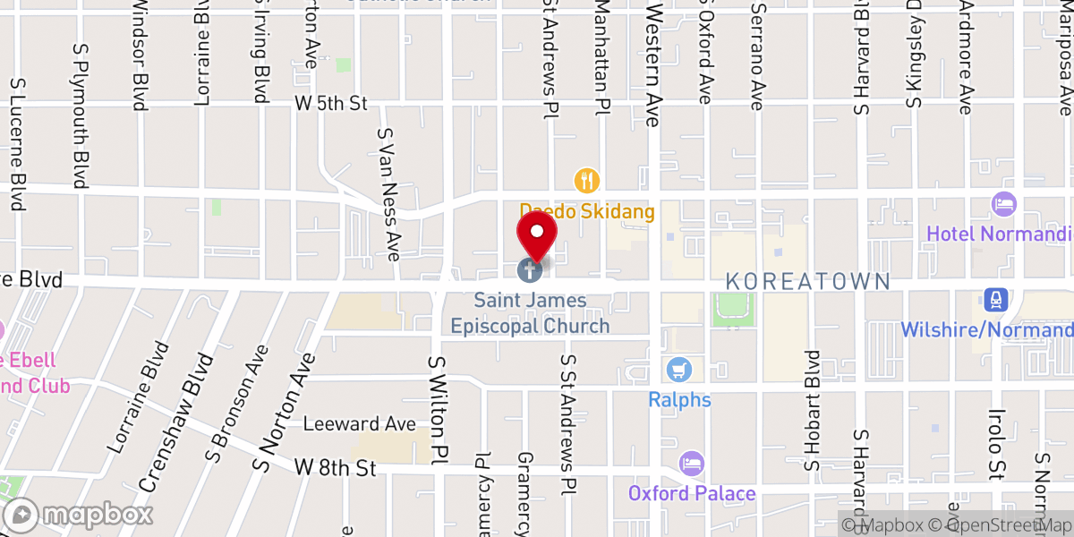 Map showing location of Hope Net: Saint James Episcopal Church - Food Distribution Center