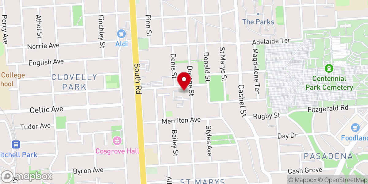 Map showing location of Edwardstown Baptist Church