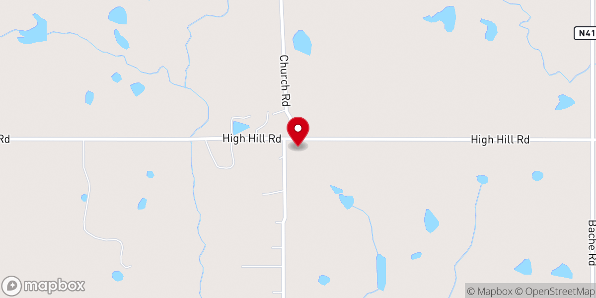 Map showing location of High Hill Baptist Church