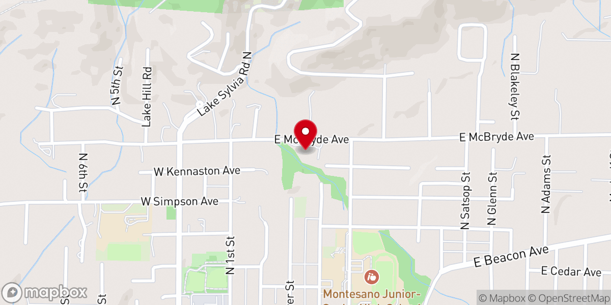 Map showing location of Montesano Presbyterian Church
