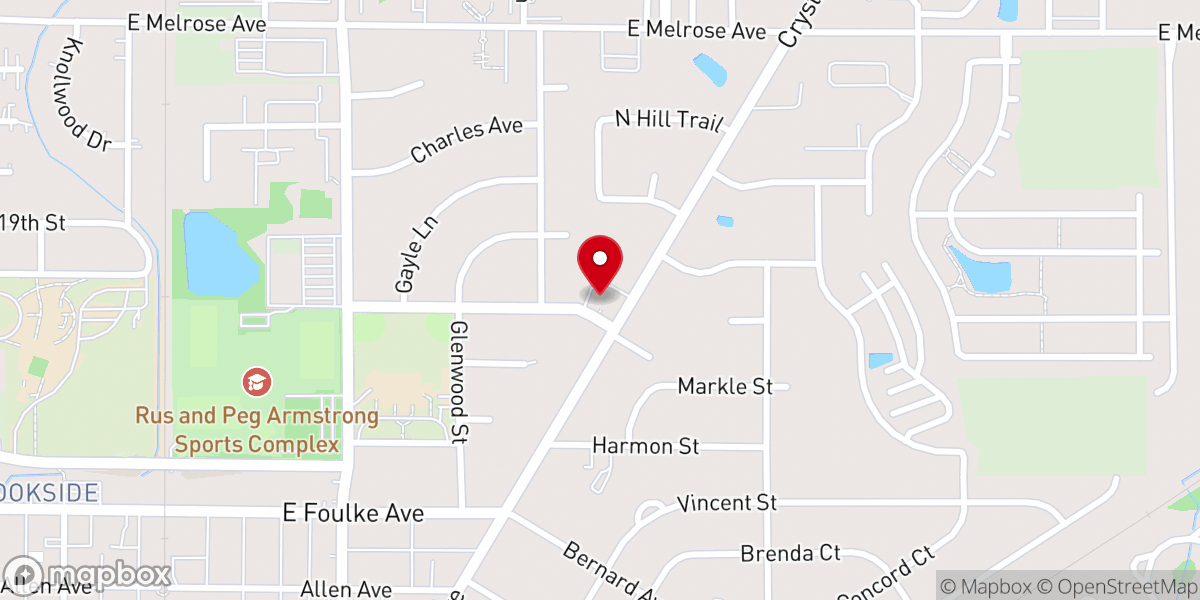 Map showing location of Crystal Avenue Baptist Church