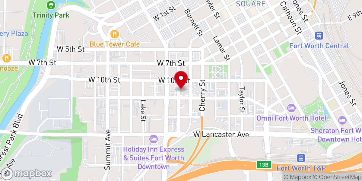 Map showing location of City Life Church Downtown Fort Worth