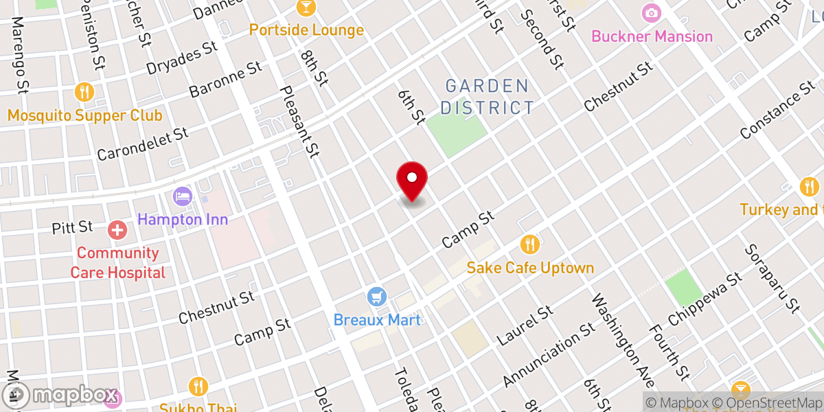 Map showing location of George Washington Cable House