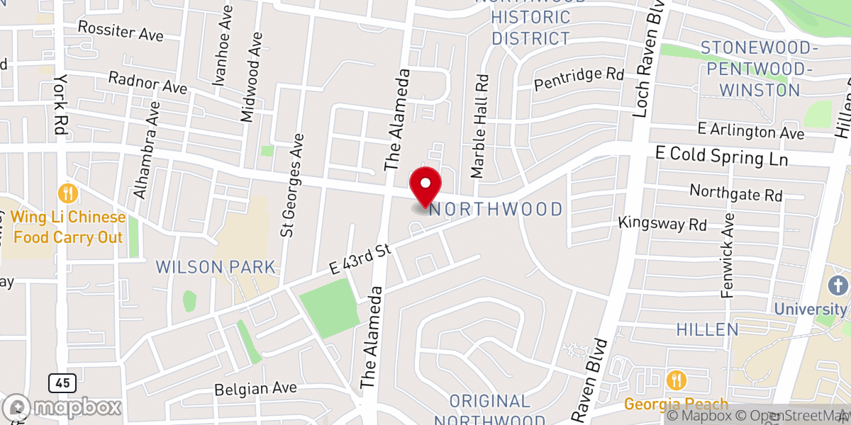 Map showing location of Epiphany Church Baltimore