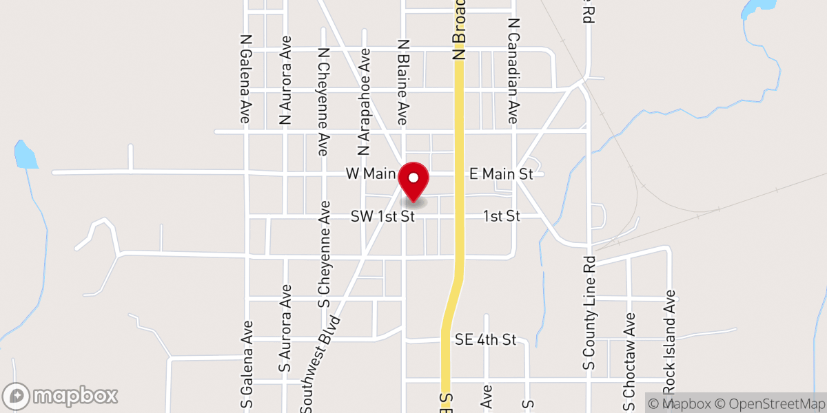 Map showing location of Geary Church of Christ