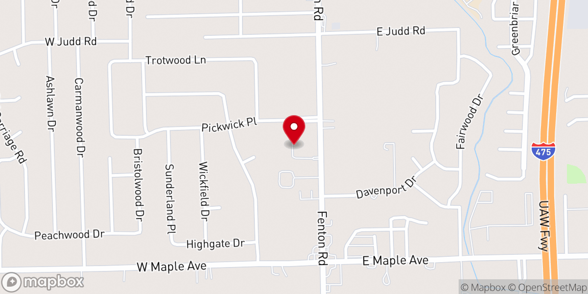 Map showing location of Fenton Road Baptist Church
