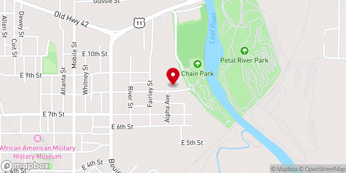Map showing location of Ebenezer Missionary Baptist Church