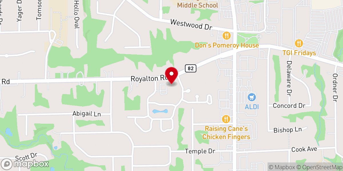Map showing location of First Lutheran Church of Strongsville