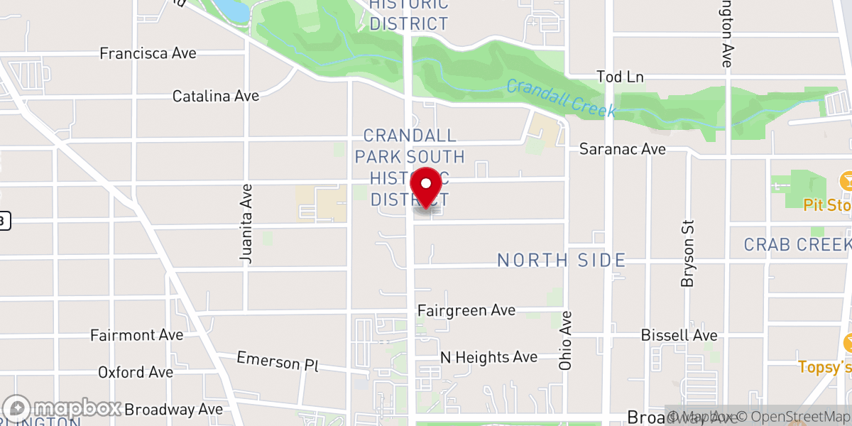 Map showing location of Korean United Methodist Church of Youngstown