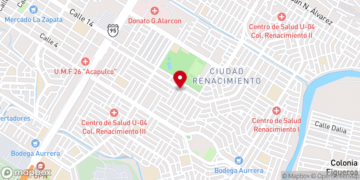 Map showing location of Iglesia Bautista Renacimiento-Ribbi