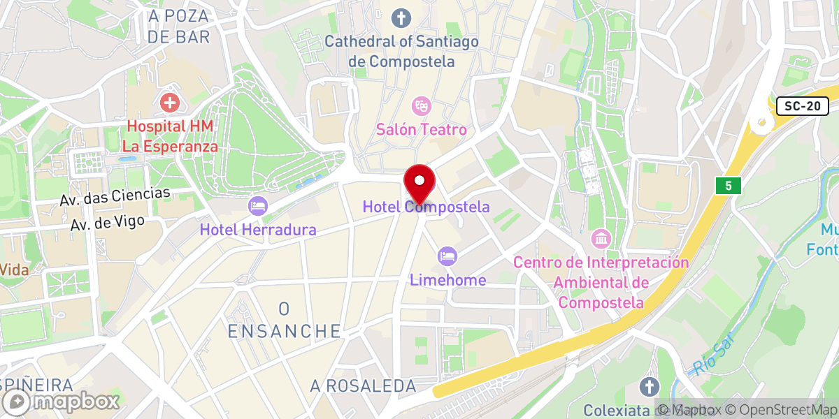 Map showing location of PR Plaza de Galicia (Santiago de Compostela)