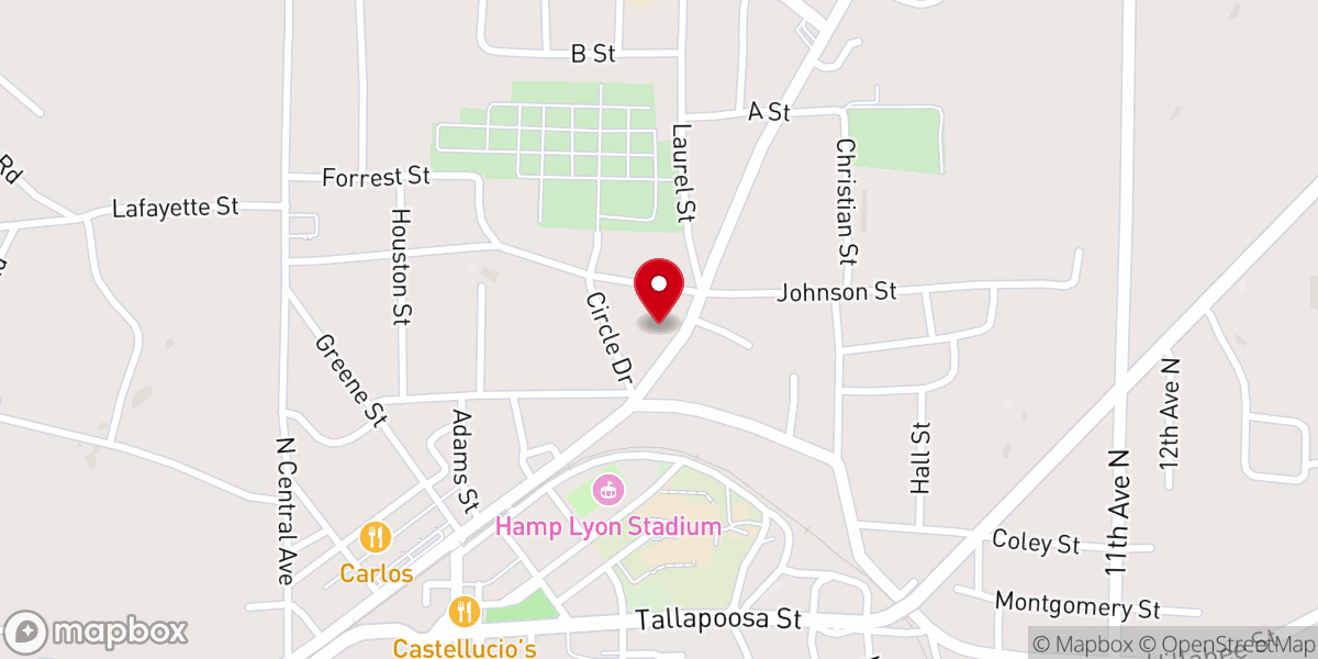 Map showing location of First Presbyterian Church