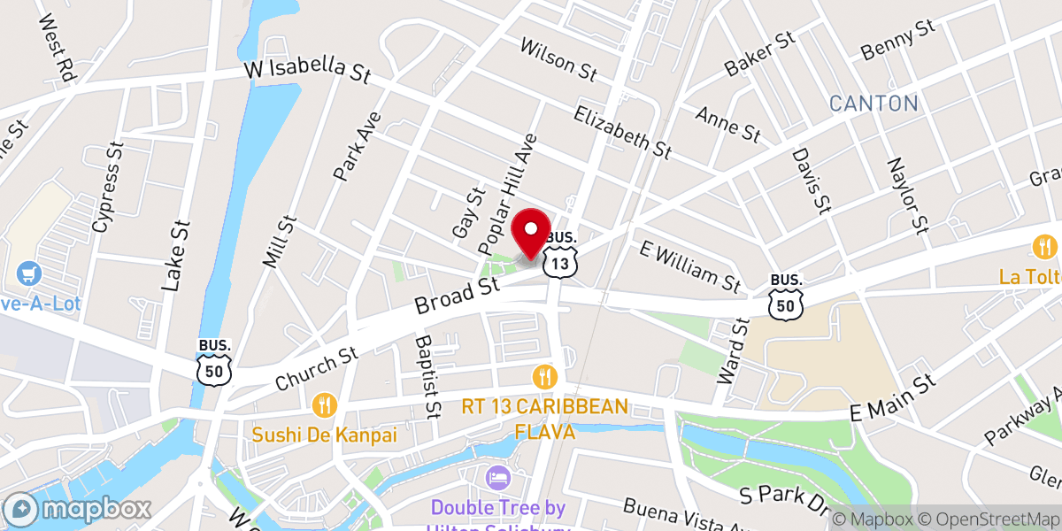 Map showing location of John Wesley Methodist Church