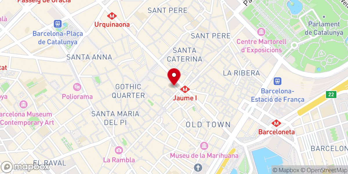 Map showing location of Muralla Romana de Barcelona