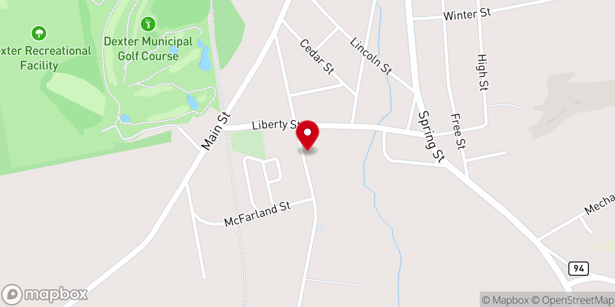 Map showing location of Dexter Pentecostal Church